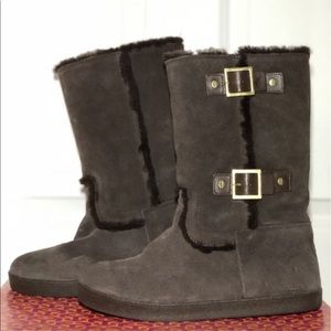 TORY BURCH Brown Shearling with Buckles (Size 10)